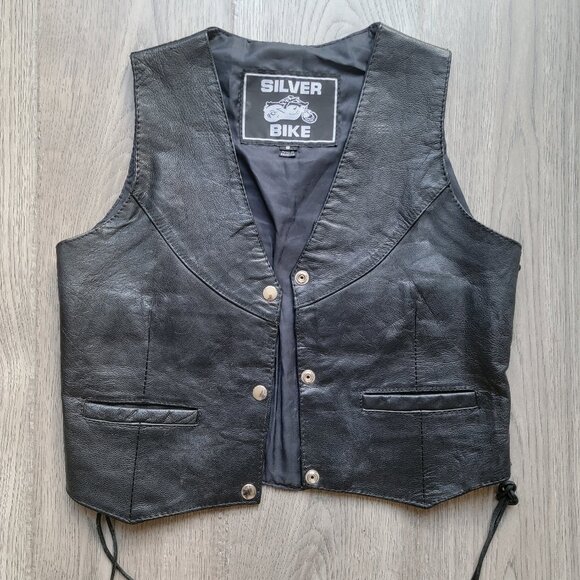 Genuine Leather Vest | Silver Bike Vest S - Picture 1 of 7